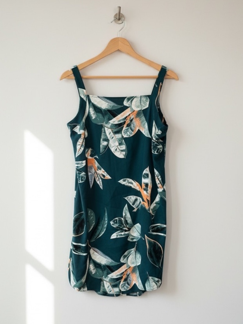 FIG Clothing Lanikai Tropical Leaf Print Recycled Fabric Mini Dress Size M